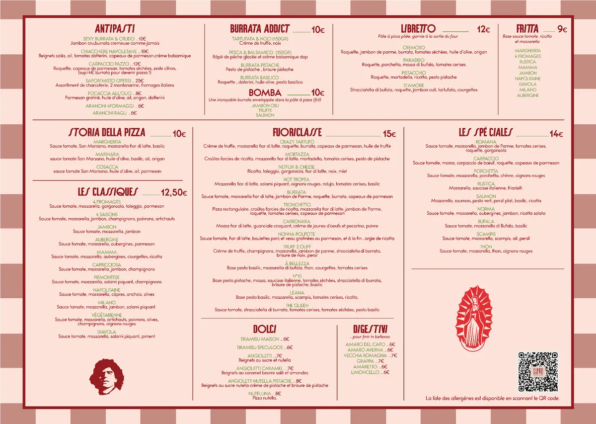Carte SAPORI — Antipasti, Burrata, Pizze, Dolci